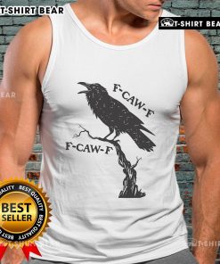 Original F CAW F Black Crow Pun Bird Cawing Grunge Tank Top featuring a stylish crow graphic design.