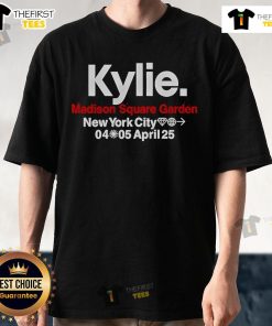 Alt Text: Original Kylie Madison Square Garden NYC April 2025 T-Shirt featuring vibrant graphics and concert details.