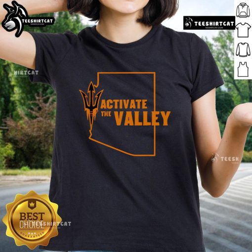 Alt Text: Original Sun Devil Activate The Valley Special Edition Ladies Tee in vibrant colors, perfect for proud Sun Devils.