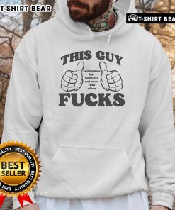 Alt Text: Original This Guy Sometimes But Honestly Not Even That Often Fcks Thumbs Hoodie in black, showcasing a trendy design.