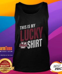Original UMass Minutemen tank top featuring 'This Is My Lucky Tank Top' design for fans and alumni.