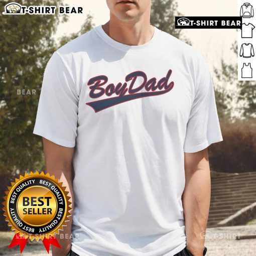 Premium Boy Dad Varsity T-Shirt featuring stylish design and comfortable fit for proud fathers and their sons.