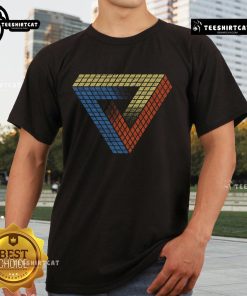 Premium Cube Triangle Optical Illusion T-Shirt featuring a vibrant geometric design, perfect for illusion art enthusiasts.
