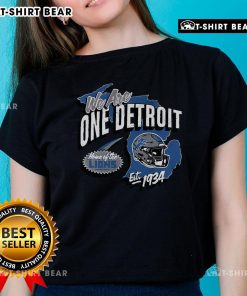 Premium Detroit Lions 'We Are On Detroit' Est 1934 ladies tee in blue, perfect for female fans of the NFL team.