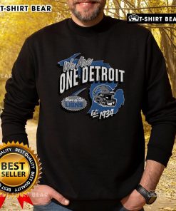 Premium Detroit Lions 'We Are On Detroit' Est 1934 sweatshirt featuring team colors and logo design.