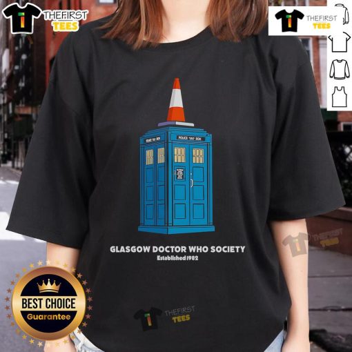 Premium Glasgow Doctor Who Society ladies tee featuring a stylish design for fans of the iconic sci-fi series.