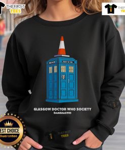 Premium Glasgow Doctor Who Society sweatshirt featuring iconic designs, perfect for fans and collectors of Doctor Who.