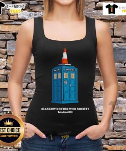 Premium Glasgow Doctor Who Society tank top featuring a stylish design for fans of the iconic sci-fi series.