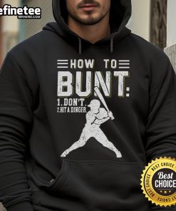 Alt Text: Premium How To Bunt Don't Hit A Dinger Baseball Softball Hoodie showcasing a sporty design for baseball enthusiasts.