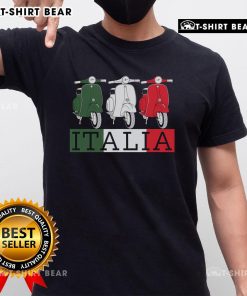 Premium Italy Italian Flag Scooter Vespa Moped Rider T-Shirt featuring vibrant design, perfect souvenir for travel enthusiasts.