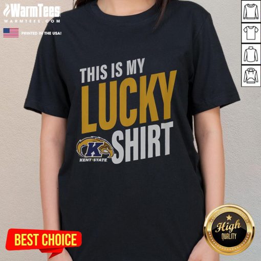 Alt Text: Premium Kent State Golden Flashes 'This Is My Lucky' ladies tee in vibrant colors, perfect for fans and casual wear.