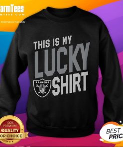 Premium Las Vegas Raiders sweatshirt with 'This Is My Lucky Sweatshirt' text, perfect for game day and fan style.