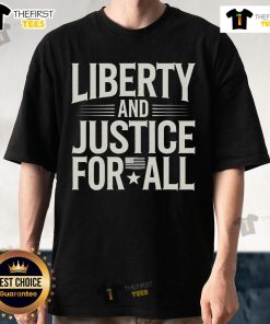 Premium Liberty and Justice For All America Flag Classic T-Shirt showcasing patriotic design and vibrant colors.