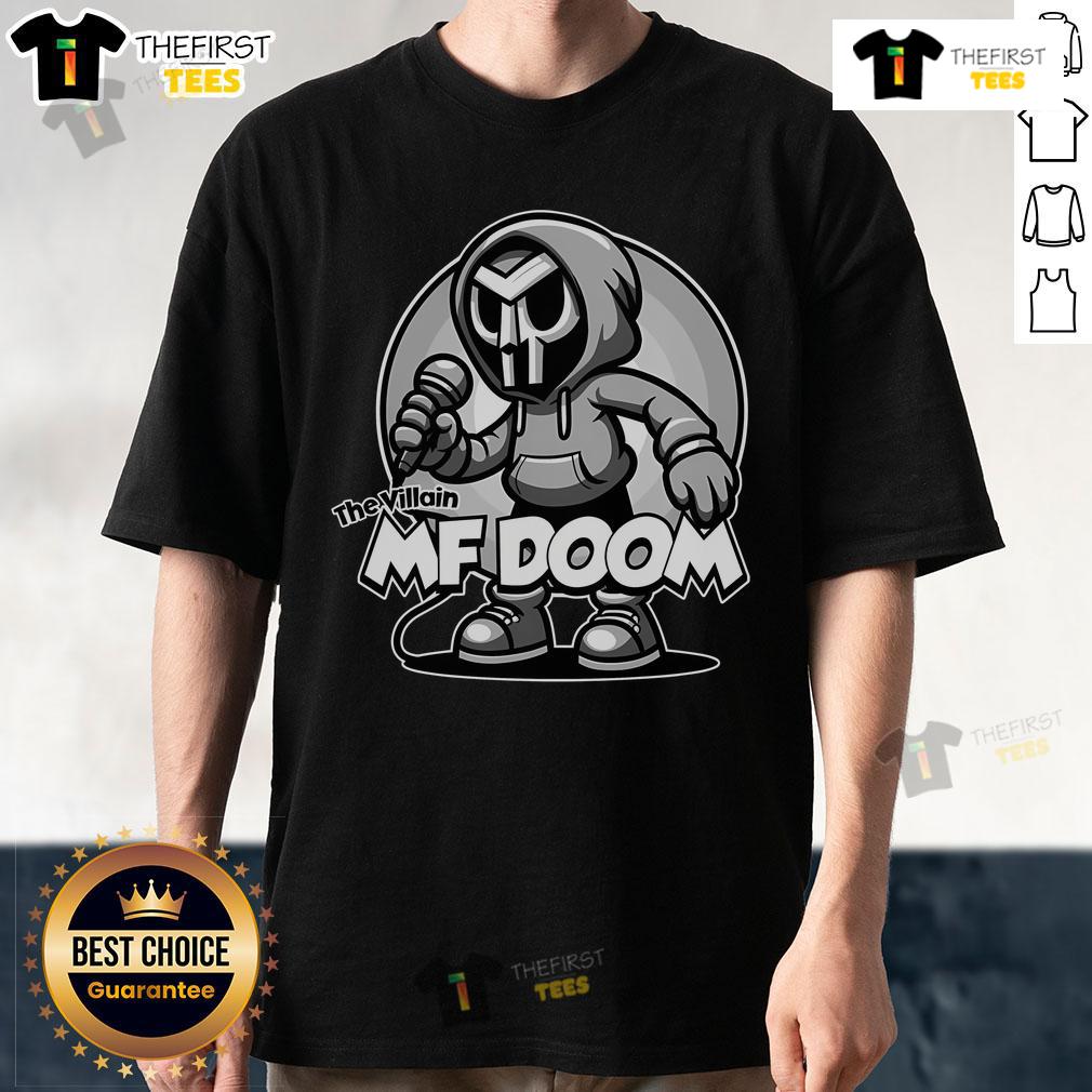 Premium Mf Doom The Villain T Shirt Alt Text: Premium MF Doom The Villain T-Shirt featuring a bold graphic design of the iconic rapper, perfect for fans and collectors.