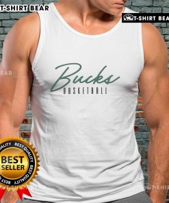 Alt Text: Premium Milwaukee Bucks basketball training day tank top featuring team logo and comfortable fit for athletes.
