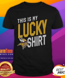 Premium Minnesota Vikings This Is My Lucky T-Shirt featuring bold team colors and logo, perfect for game day attire.