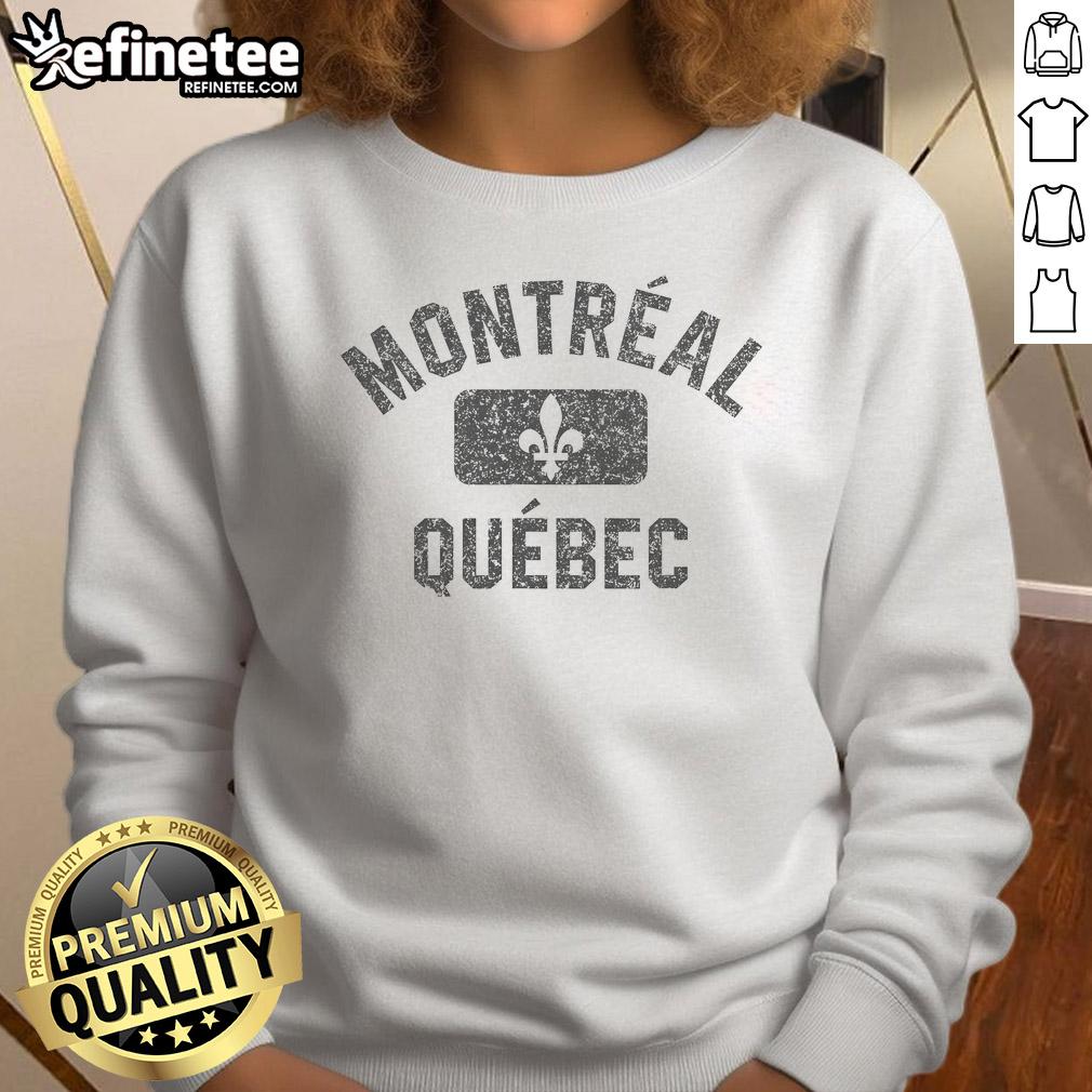 Premium Montreal Quebec Fleur De Lys Gym Sweatshirt Alt Text: Premium Montreal Quebec Fleur De Lys gym sweatshirt featuring a stylish design and comfortable fit for workouts.