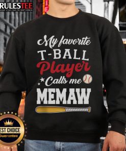 Premium Mother's Day sweatshirt featuring 'My Favorite T-Ball Player Calls Me Memaw' design, perfect gift for grandmothers.