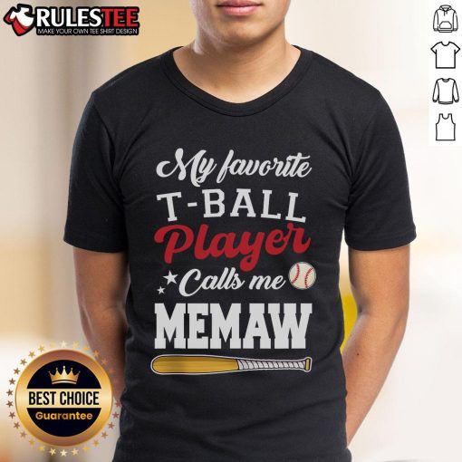 Alt Text: Premium Mothers Day T-Shirt featuring 'My Favorite T-Ball Player Calls Me Memaw' design for proud grandmothers.