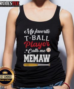 Premium Mother's Day 'My Favorite T-Ball Player Calls Me Memaw' tank top, perfect gift for proud grandmothers.
