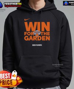 Alt Text: Premium NBA Playoffs Win hoodie featuring New York Knicks logo, perfect for fans in 2025.