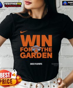 Premium NBA Playoffs Win for The Garden New York Knicks logo on a stylish ladies tee for 2025.