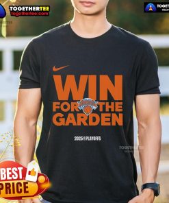 Premium NBA Playoffs Win New York Knicks Logo T-Shirt 2025, showcasing team pride and style for fans.
