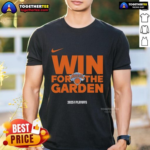Premium NBA Playoffs Win New York Knicks Logo T-Shirt 2025, showcasing team pride and style for fans.