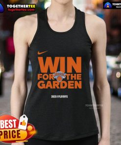 Premium NBA Playoffs win tank top featuring New York Knicks logo for 2025, perfect for fans celebrating at The Garden.