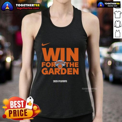 Premium NBA Playoffs win tank top featuring New York Knicks logo for 2025, perfect for fans celebrating at The Garden.