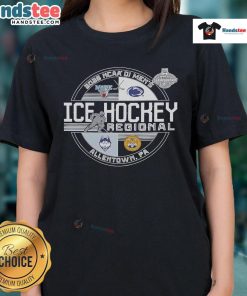 Alt Text: Premium NCAA DI Men's Ice Hockey Regional 2025 Ladies Tee featuring a stylish design for fans and supporters.