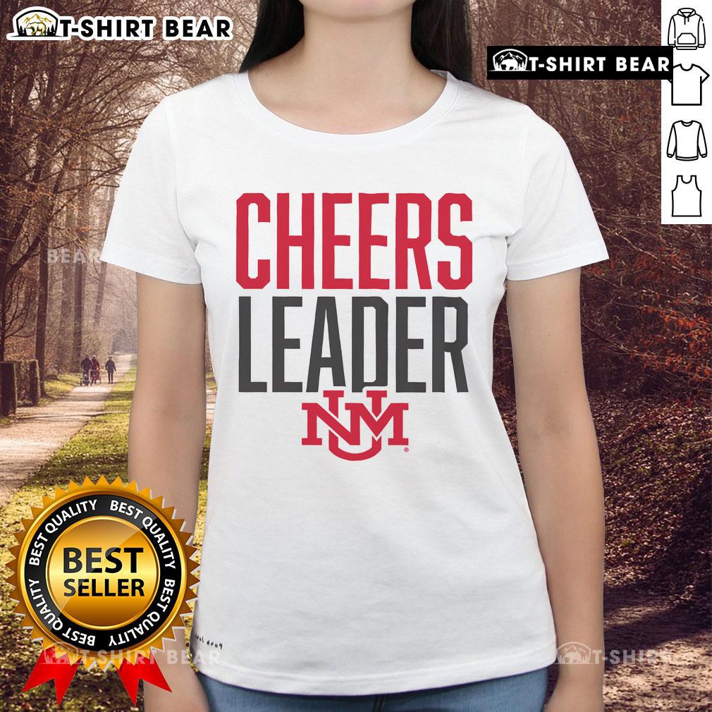 Premium New Mexico Lobos Cheers Leader Ladies Tee Alt Text: Premium New Mexico Lobos Cheers Leader Ladies Tee in vibrant colors, perfect for fans showing team spirit.