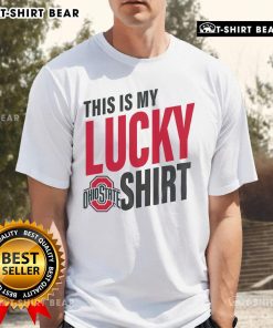 Premium Ohio State Buckeyes 'This Is My Lucky' T-Shirt featuring team colors and logo, perfect for fans and game day.