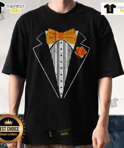 Premium Orange Bowtie Tuxedo Costume Tux Retro T-Shirt featuring a vibrant bowtie design, perfect for stylish events.