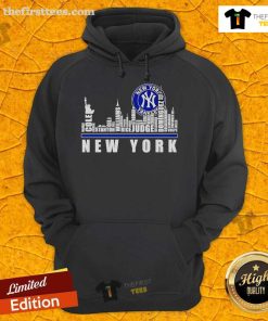 Alt Text: Premium Skyline City New York Yankees Players Name Hoodie featuring iconic team logo and stylish design.