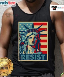 Premium Statue of Liberty Resist Tank Top featuring a bold design, perfect for patriotic and stylish summer wear.