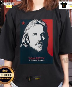 Premium Tom Petty An American Treasure Lost & Found blue and red ladies tee featuring vibrant graphic design.