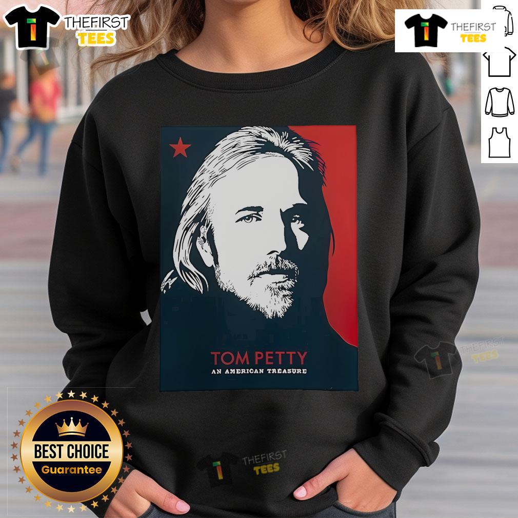 Premium Tom Petty An American Treasure Lost & Found Blue And Red Version Sweatshirt Alt Text: Premium Tom Petty 'An American Treasure' sweatshirt in blue and red, featuring iconic design and comfortable fit.