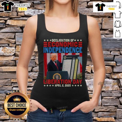 Premium Trump Tariff Chart tank top design showcasing the Declaration of Economic Independence 2025.