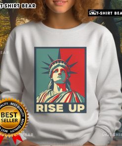 Alt Text: Premium vintage Rise Up Wise Up Eyes Up sweatshirt featuring Hamilton and the Statue of Liberty design.