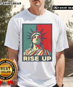 Alt Text: Premium Vintage Rise Up Wise Up Eyes Up Hamilton Statue Of Liberty T-Shirt featuring iconic graphic design.