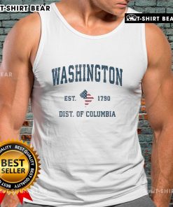 Premium Washington DC vintage American flag tank top, USA established 1790, perfect for patriotic fashion lovers.