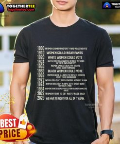 Premium Woman Right Achievement List Feminist T-Shirt design featuring empowering quotes and graphics for women's rights.