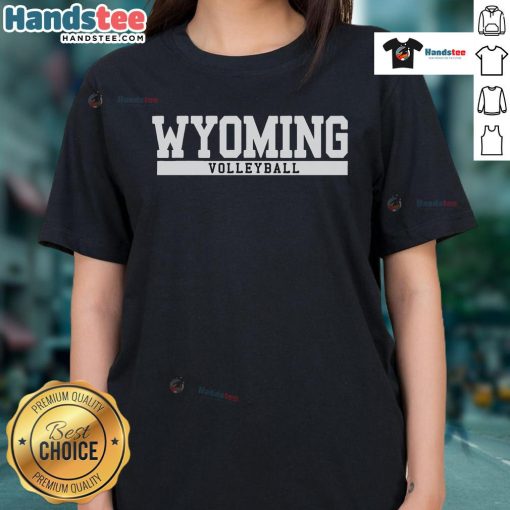 Premium Wyoming Volleyball Ladies Tee showcasing a stylish design for female volleyball enthusiasts in Wyoming.