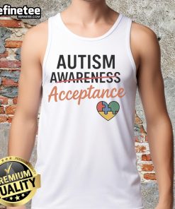 Pretty Autism Awareness Acceptance Heart Tank Top in vibrant colors, promoting inclusivity and understanding for autism.