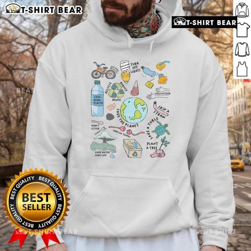 Pretty Earth Day environmental hoodie promoting save the planet message with vibrant nature graphics.