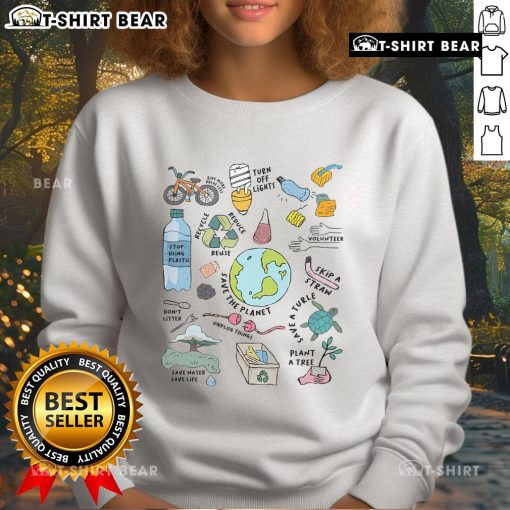 Alt Text: Pretty Earth Day sweatshirt promoting environmental awareness and saving the planet with vibrant design.