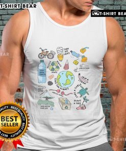 Pretty Earth Day environmental tank top promoting save the planet message with vibrant nature graphics.