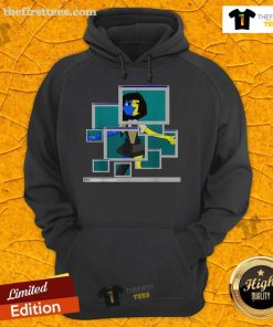 Pretty Ena pop-up character on a Windows 95 hoodie, featuring vibrant colors and nostalgic retro design.