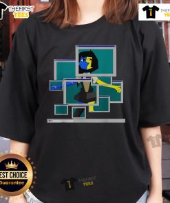 Pretty Ena Pop Up Character Windows 95 Ladies Tee featuring retro graphic design in vibrant colors, perfect for nostalgia lovers.